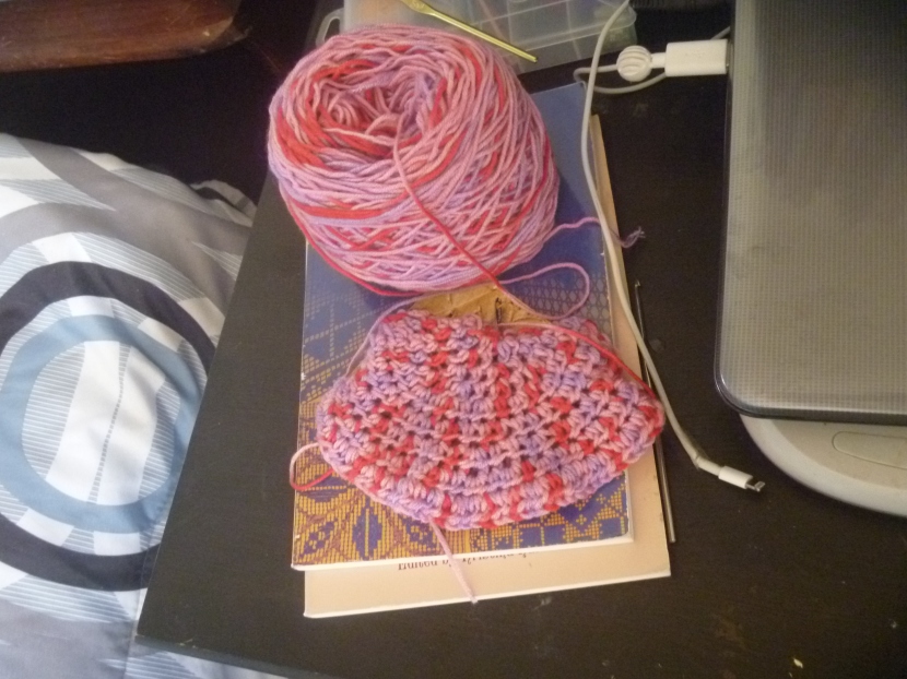 beginning of a crocheted sock